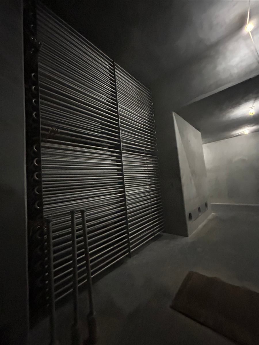 Inside an air handler, looking at the coil